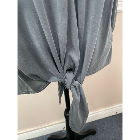 Green Envelope 3/4 Sleeve Tie Front Blouse Size Large - Picture 2 of 9